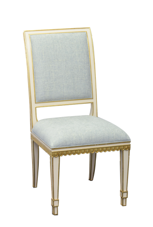 Ines Ivory Chair - Vintage Swedish Design in Elegant Mixology Moonstone Fabric with Gold Accents