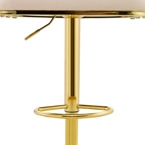 English Elm Set of 2 Velvet Barstools Sculptural Bubble Back Gold Legs Adjustable Kitchen Seating W3875P370839