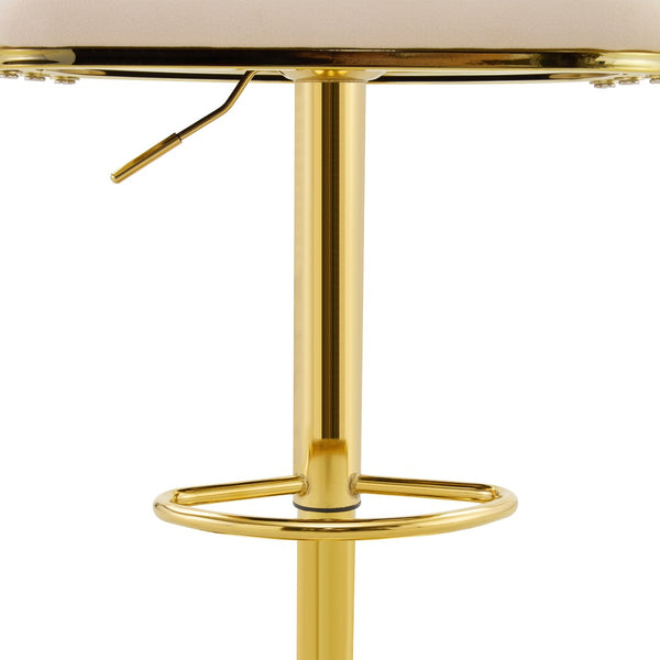 English Elm Set of 2 Velvet Barstools Sculptural Bubble Back Gold Legs Adjustable Kitchen Seating W3875P370839