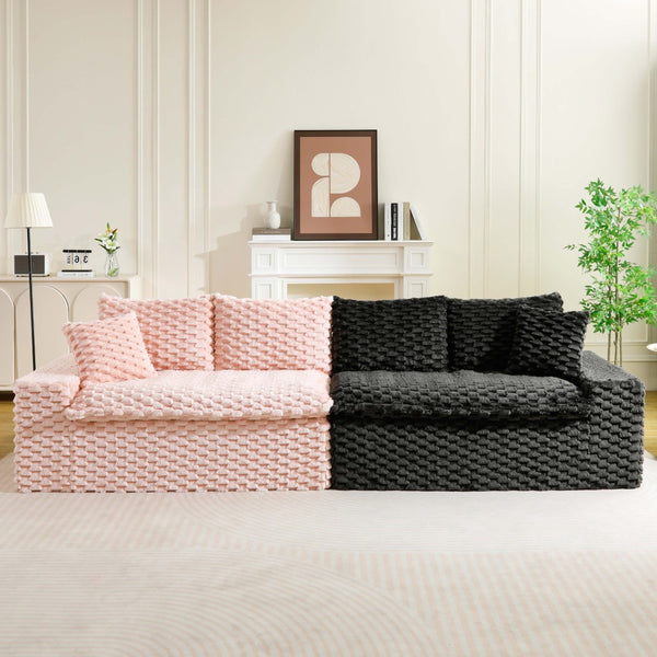 English Elm Luxury Color-Block Turtle Velvet Sofa - Modular Design For Stylish Living Room Comfort & Flexibility P1 W3371S00048-GIGA