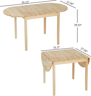 English Elm Dfw Solid Pine Drop Leaf Dining Table Expandable Space Saving Design for Small Homes W2301P425832