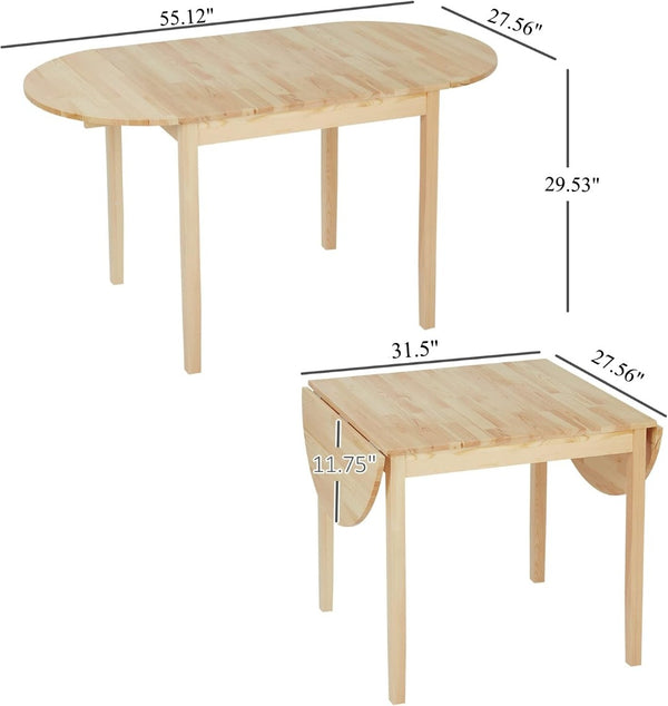 English Elm Dfw Solid Pine Drop Leaf Dining Table Expandable Space Saving Design for Small Homes W2301P425832