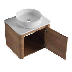 English Elm 24'' Wall-Mounted Bathroom Vanity With Stylish Ceramic Vessel Sink & Soft-Close Door For Small Spaces W999S00392