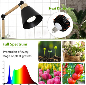 English Elm Grow Lights For Indoor Plants - Full Spectrum 20W Cob Led With Timer, Adjustable Height & Angle W2738P185439