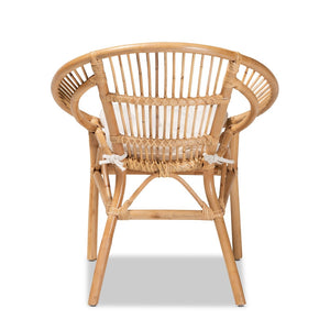 English Elm Modern Rattan Dining Chair with Circular Woven Backrest for Bohemian Interiors B2750P420349