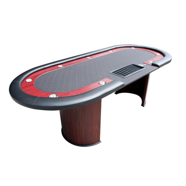 English Elm 96" Casino Style Poker Table with Speed Cloth Felt Racetrack and Steel Cup Holders Black W2748S00056
