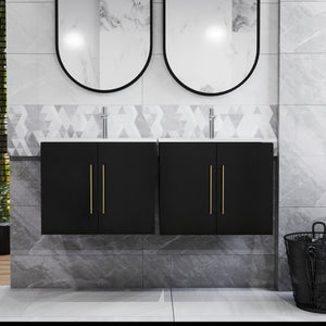English Elm 24-Inch Wall-Mounted Bathroom Vanity With Gold Accents, Soft-Close Doors & Ample Storage Space W3151S00034