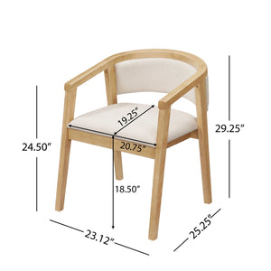 English Elm Christopher Knight Home® - U-shaped Mid-Century Dining Chair with Armrests, Bouclé Upholstery, High-Density Foam Comfort Beige,Oak N771P331338A