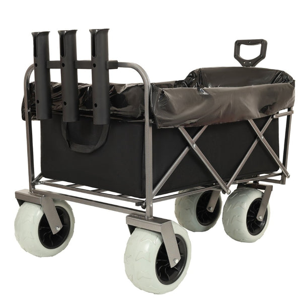 English Elm Fishing Cart All Terrain Steel Frame with Rod Holders and 9 Inch Pneumatic Tires W2932P253148