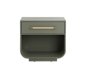 Sunpan Tarrant Nightstand - Modern Sage Green Design With Raffia Wrapped Handle For Stylish Bedroom Storage Green Wood 111740