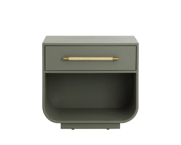 Sunpan Tarrant Nightstand - Modern Sage Green Design With Raffia Wrapped Handle For Stylish Bedroom Storage Green Wood 111740