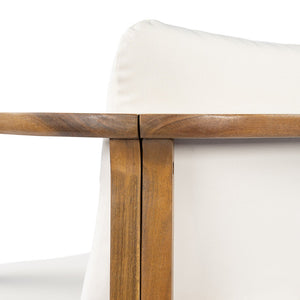 English Elm Outdoor Acacia Wood Dining Chairs Set of 2 with Cushions and Curved Arms Cream,Teak N768P372905L