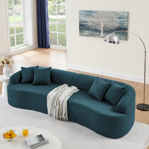 English Elm Curved Modular Sectional Sofa with High-Density Foam Compression, No-Assembly Modern Minimalist Comfort Blue W487S00355
