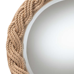 English Elm Round Braided Jute Rope Wall Mirror Natural Fiber Boho Coastal Accent Decor B2750P467835