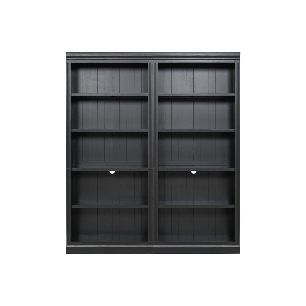 English Elm 83" 5-Tier Bookcase Suite with LED Light Strip, Adjustable Shelves, Cable Hole & 55lb Capacity, Black N751S246920B