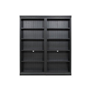 English Elm 83" 5-Tier Bookcase Suite with LED Light Strip, Adjustable Shelves, Cable Hole & 55lb Capacity, Black N751S246920B