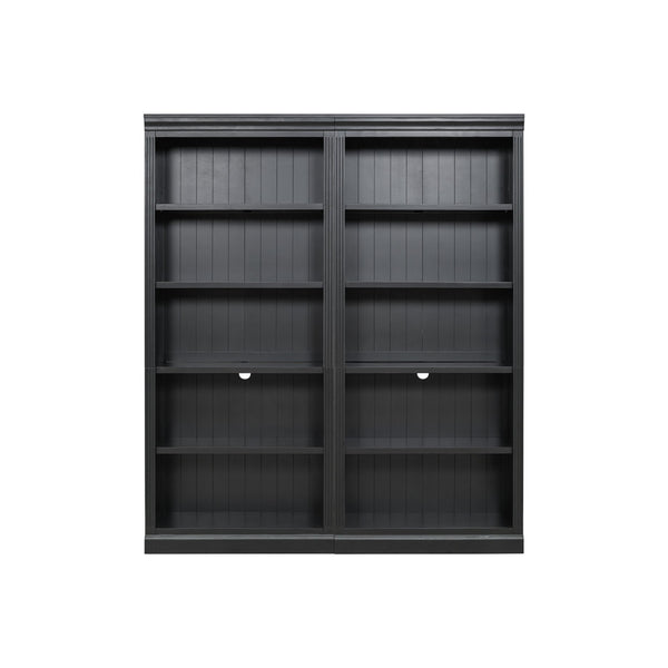 English Elm 83" 5-Tier Bookcase Suite with LED Light Strip, Adjustable Shelves, Cable Hole & 55lb Capacity, Black N751S246920B