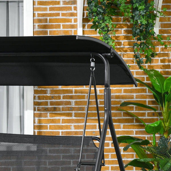 English Elm Outsunny 3-Seat Patio Swing Chair With Adjustable Canopy, Cushions & Durable Steel Frame For Relaxation W2225P200499-GIGA