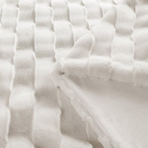 JLA Home Madison Park - Faux Plush Faux Fur Throw with Basket-Weave Texture, Machine-Washable, Oeko‑Tex Certified Comfort and Style Ivory MP50-8255