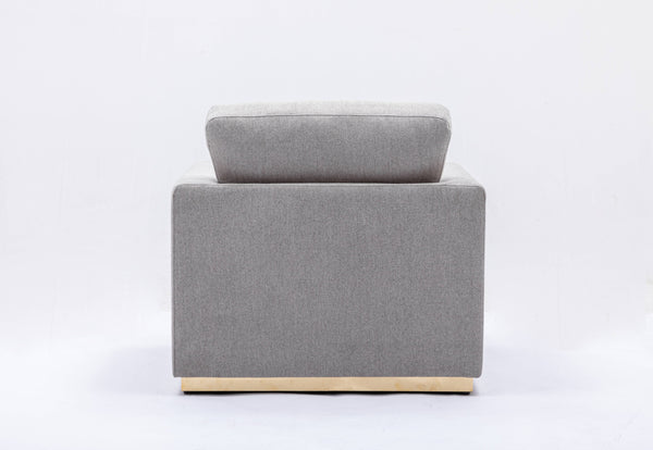 English Elm Valin Gray Linen Chair with Pocket Coil Seat, Wooden Frame & Metal Base for Modern Comfort and Style B2726P245416