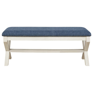 OSP Home Furnishings Monte Carlo Bench Navy, White Wash base