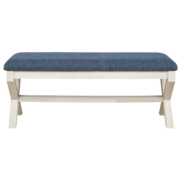 OSP Home Furnishings Monte Carlo Bench Navy, White Wash base