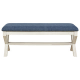 OSP Home Furnishings Monte Carlo Bench Navy, White Wash base