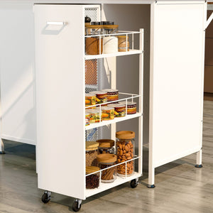 English Elm Kitchen Island with Flip up Breakfast Bar Solid Wood Top Cabinet Shelves and Hooks W2167P210778