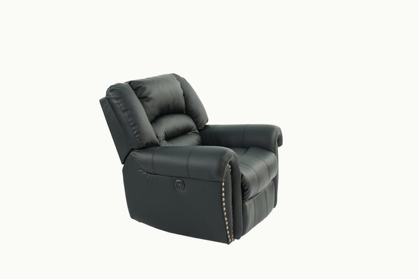 English Elm Modern Oversized Manual Recliner Chair Glider in Bonded Leather with Nailhead Trim and Plush Support Black 41 L x 31 W x 27 H B011P205581