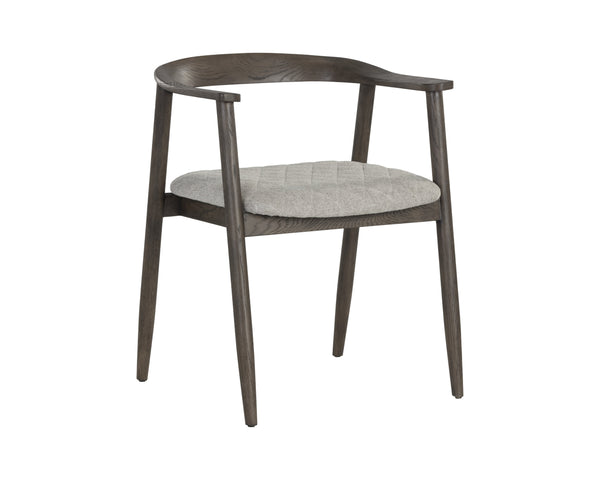 Sunpan Jeremy Mid-Century Dining Armchair - Exquisite Acacia Wood Craftsmanship for Timeless Elegance Dark Brown / Belfast Heather Grey