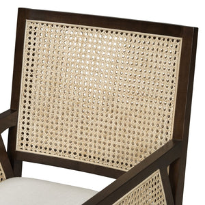 English Elm Natural Rattan Woven Armchair Set Rubberwood Farmhouse Coastal Dining Seating Pair Beige,Dark Brown,Natural N776P385750D
