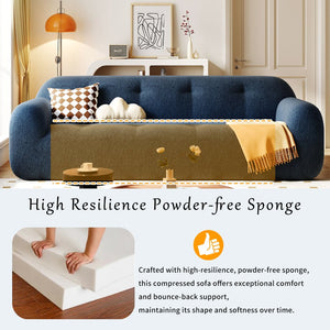 English Elm U_Style 85.8" Chenille 3-Seater Sofa with Tufted Cushions, Pocket Springs, Plush Sponge Comfort, 900lb Capacity Navy Blue N711P281401V