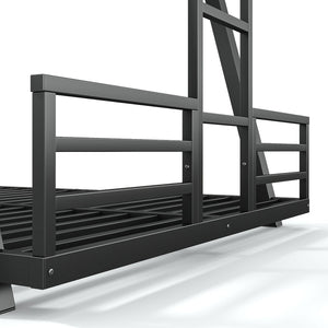 English Elm Twin Over Metal Bunk Bed with Led Lights Usb Ports Drawers and Sofa Conversion W5305S00054