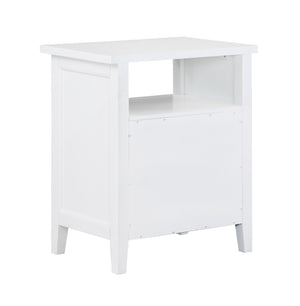 English Elm Weston Solid Wood White 2-Drawer Nightstand with Open Shelf, Dovetail Drawers & Nickel Knobs B050P376947