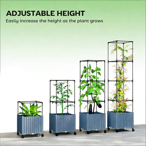 English Elm Tall Stackable Polypropylene Outdoor Planters Set of 2 Tapered Patio Flower Pots T3971P455057