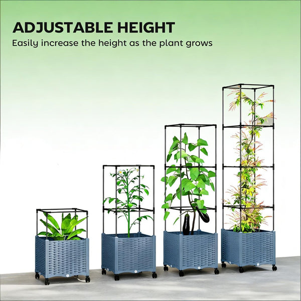 English Elm Tall Stackable Polypropylene Outdoor Planters Set of 2 Tapered Patio Flower Pots T3971P455057