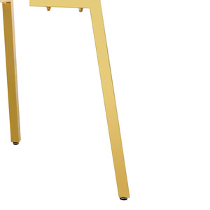 English Elm Modern Round Tempered Glass Dining Table with Gold 7-Shaped Legs, 47.3" Clear Top, Durable Luxury W1151S01881