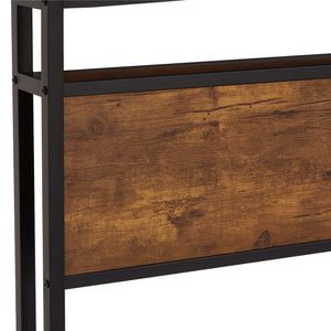 English Elm Twin Metal Platform Bed Frame with Wooden Headboard & Footboard, LED Lights, USB Port, Storage W2297P397411