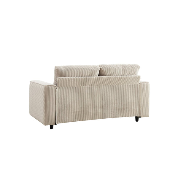 English Elm Modern Minimalist 2-Seater Corduroy Sofa with Black Legs, Wrinkle-Resistant Comfort & Durability Beige B347P401072