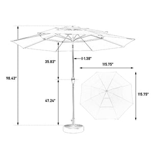 English Elm Aluminium 10ft 3-Tier Auto-Tilt Patio Umbrella with Crank, Ventilated 8-Rib Aluminum Frame Sunshade Light Green W640P234560