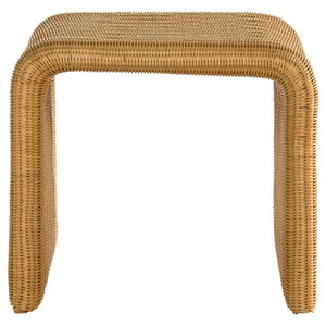 English Elm Gage Woven Rattan Square End Table with Metal Base for Boho Living Spaces B062P440459