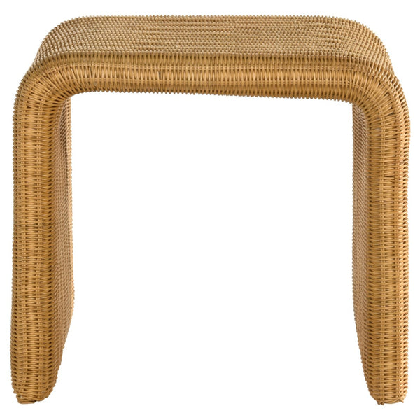 English Elm Gage Woven Rattan Square End Table with Metal Base for Boho Living Spaces B062P440459