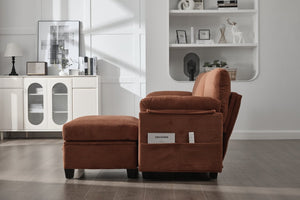 English Elm United Corduroy L-Shaped 4-Seater Sofa With Usb, Cup Holders & Storage Ottoman - Perfect For Apartments! W1568S00225-GIGA