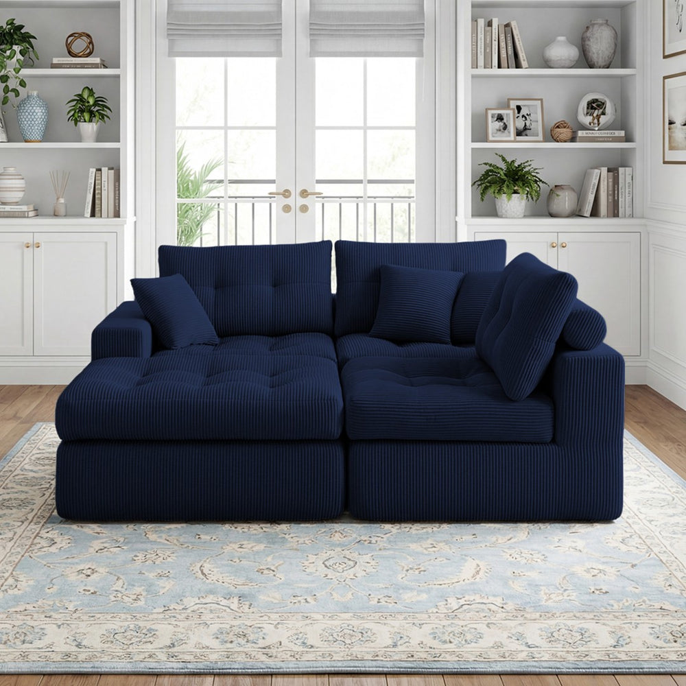 English Elm Corduroy L-shaped Sectional Sleeper Sofa No Assembly Needed for Apartments W5532S00029