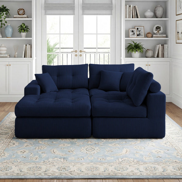 English Elm Corduroy L-shaped Sectional Sleeper Sofa No Assembly Needed for Apartments W5532S00029