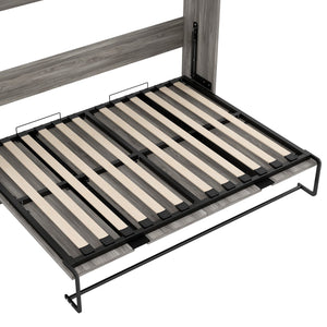 English Elm Full Full Size Murphy Bed Cabinet Gray — Space-Saving Fold-Down Full Bed with 800lb Capacity, Sleek Design N709P002048D