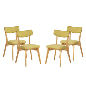 English Elm Caleb Mid-century Upholstered Dining Chair Set of Four with Tapered Oak Legs Green,Natural N768P282333G