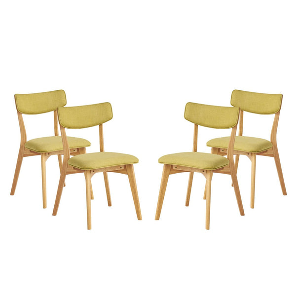 English Elm Caleb Mid-century Upholstered Dining Chair Set of Four with Tapered Oak Legs Green,Natural N768P282333G