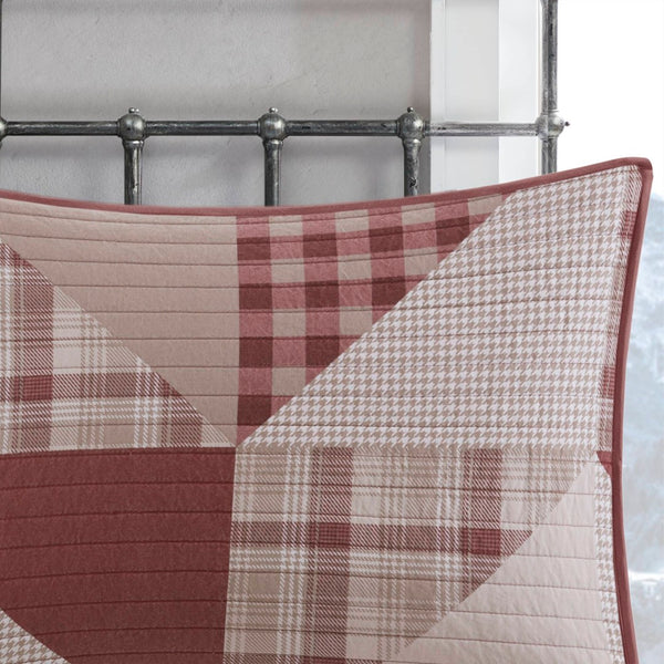 English Elm 3-piece King Patchwork Quilt Set Knit Face Microfiber Back Lightweight Year Round Warmth Blush Multi B035P482964