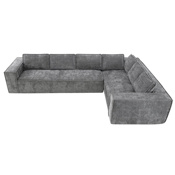 English Elm 129.5" Minimalist Modular Sectional Sofa – Wrinkle-Resistant Chenille, No-Assembly L-Shape Comfort and Flexibility Gray N723S9685E